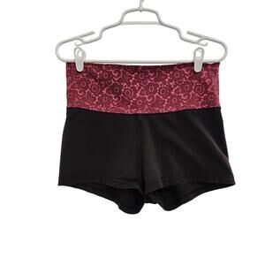 Aerie Short Court Activewear Shorts Workout Pull On Athleisure Black Pink Large